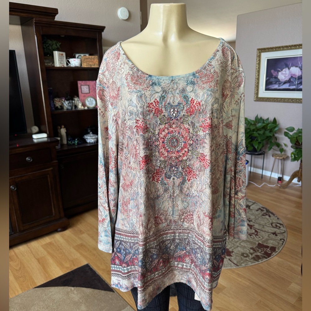 Simply Emma multicolored long sleeve tunic-size XXL